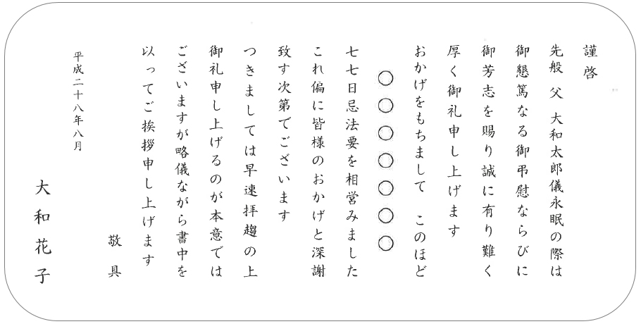 香典返し挨拶状の文例 香典返しにカタログギフトを 挨拶状をつけてすぐに発送 おこころざし Com 公式